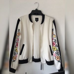 Lightweight Bomber Jacket w/ Floral Detail